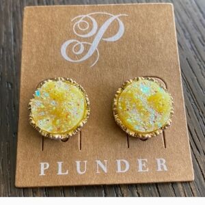 Plunder Yellow Druzy Earrings. Never Worn. Excellent Condition